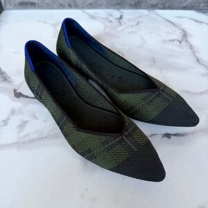 NEW Rothy's The Point Flat in Racer Green Check Size 7.5
